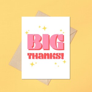 Grote dank-wenskaart, waarderingskaart voor vriend, grappige bedankkaart met sterren, vette belettering dankbaarheidskaart, leuke bedankkaart