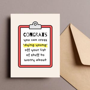 Cartão de aniversário engraçado para amigo, cartão de felicitações de aniversário sarcástico, cartão de prancheta de humor, cartão de aniversário exclusivo, cartão hilário, para se preocupar