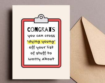 Funny Birthday Card for Friend, Sarcastic Birthday Greeting Card, Humor Clipboard Card, Unique Birthday Card, Hilarious Card, To Worry About