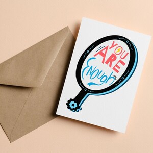 Tarjeta de felicitación "Eres suficiente", tarjeta de amor propio, tarjeta de afirmación positiva, tarjeta de espejo inspirador, regalo de apoyo, saludo edificante