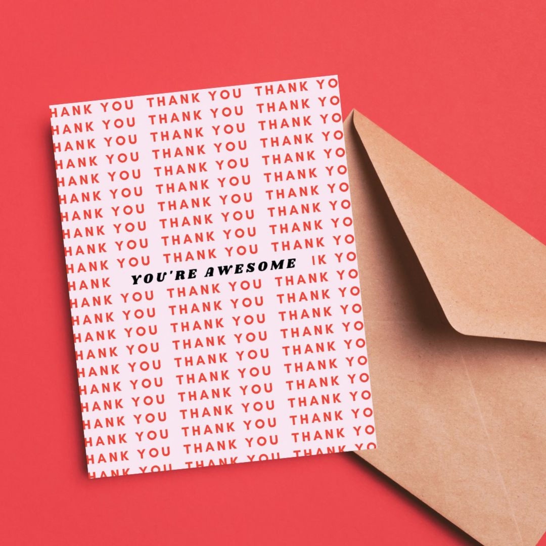 Greeting Card Thank You Card You Are Awesome Card You're Awesome Card ...