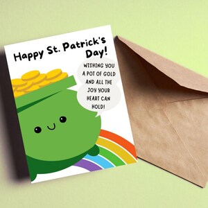 Carte de joyeuse Saint-Patrick, carte de pot d'or, joli cadeau de Saint-Patrick, je vous souhaite un pot d'or et toute la joie que votre animal peut contenir