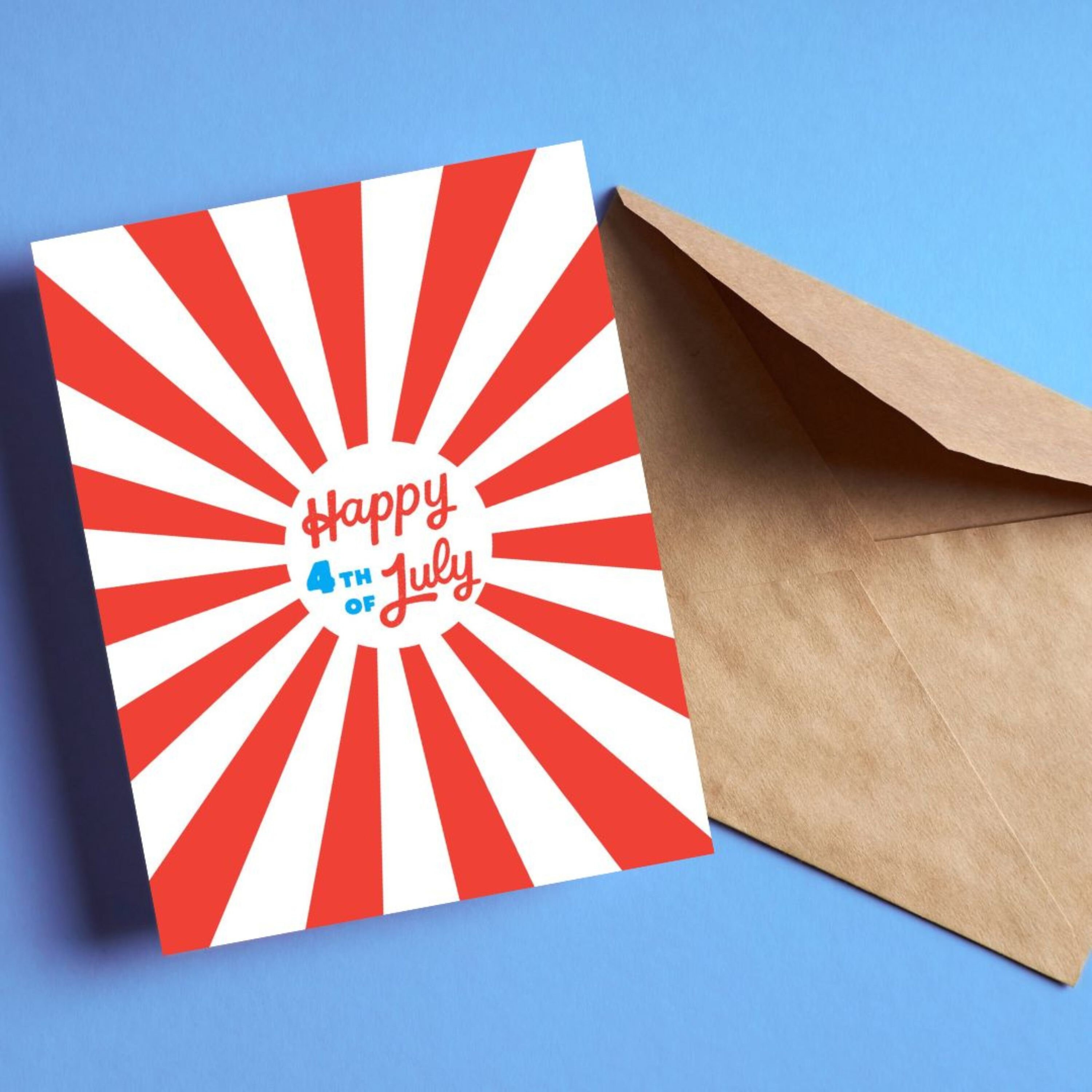 Greeting Card Happy 4th of July Card Independence Day Card USA Holiday Card Happy Fourth Of July Card United States Card Blue And Red Card