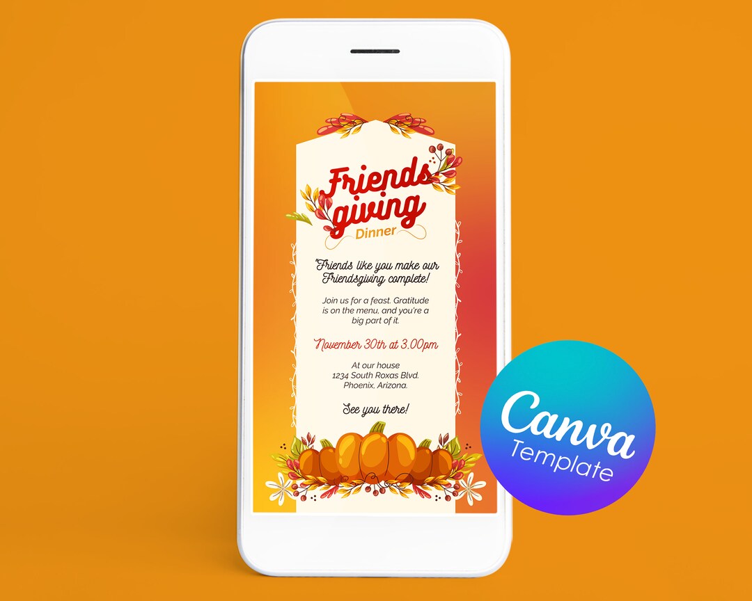 Friendsgiving Invitation Template | DIY Digital Card (canva) - Etsy