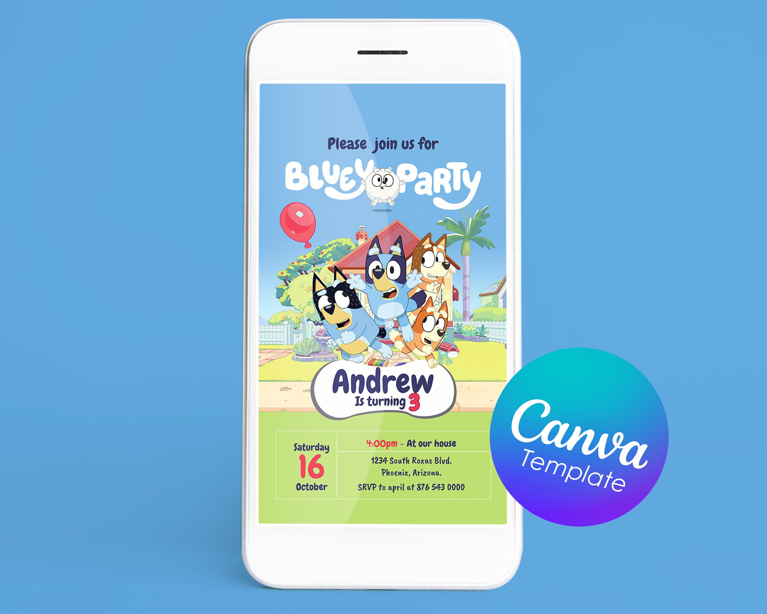 Bluey Digital Invite – Canva Format