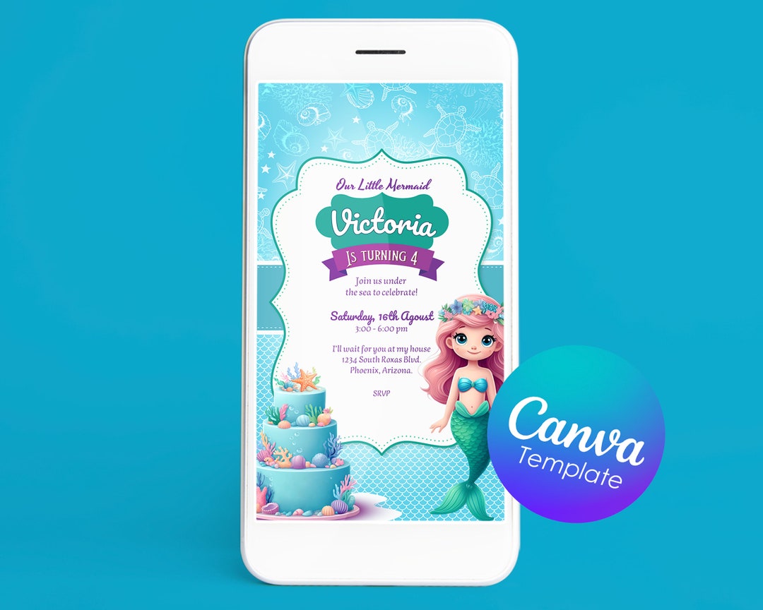 DIY Digital Invitation Birthday Little Mermaid Invitation Digital