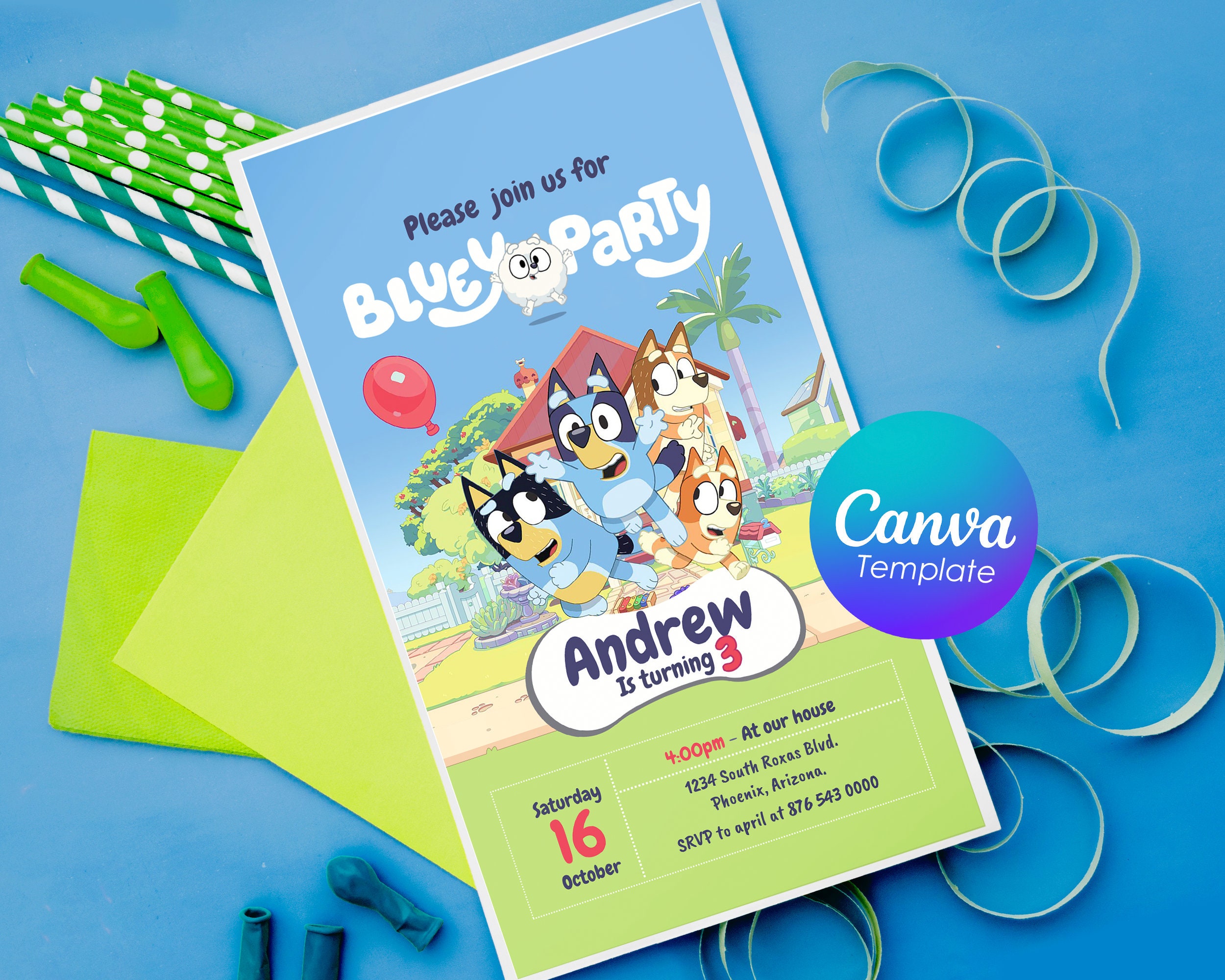 Bluey Digital Invite – Canva Format