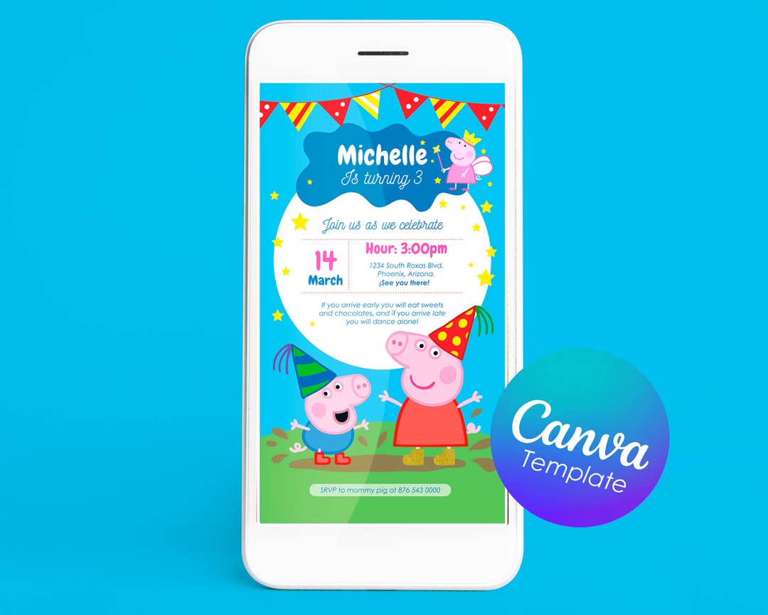 DIY Digital Birthday Party Invitation PEPPA PIG Invitation Digital