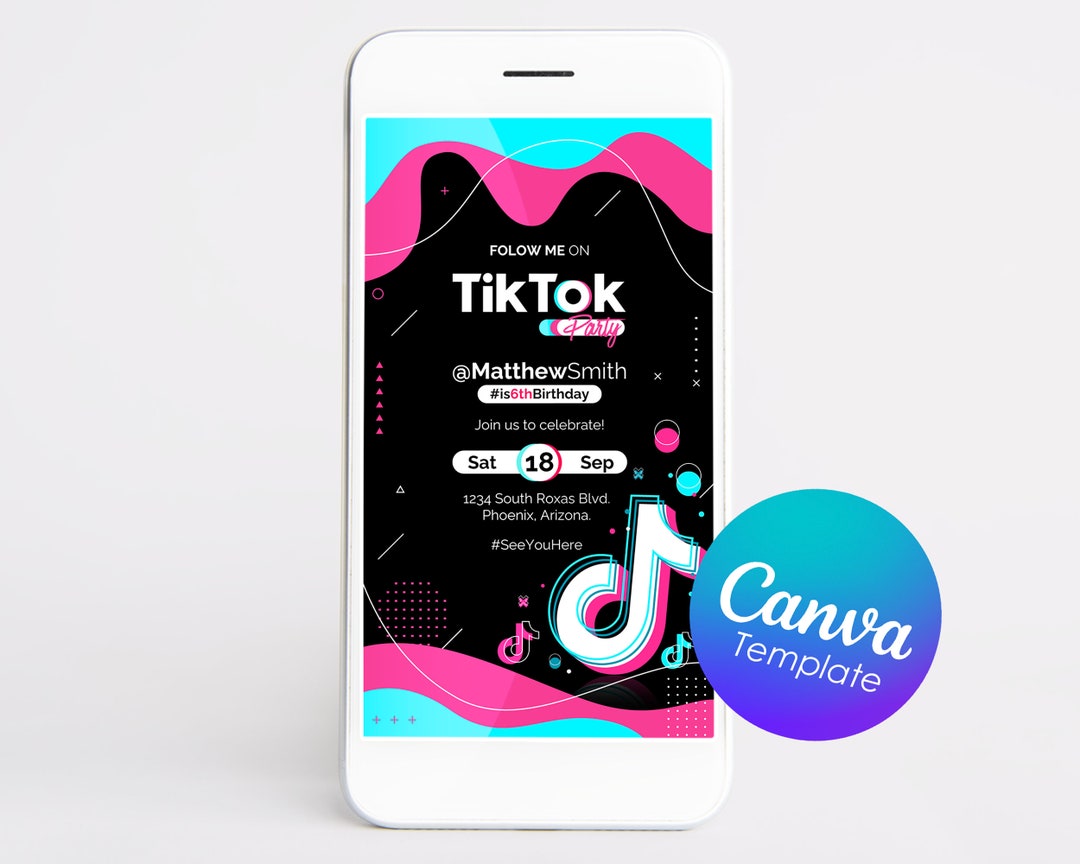 DIY Digital Invitation Birthday Tiktok Invitation Digital Templete ...