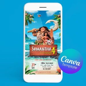 DIY Moana Birthday Invitation: Editable Canva Template (Digital Download)
