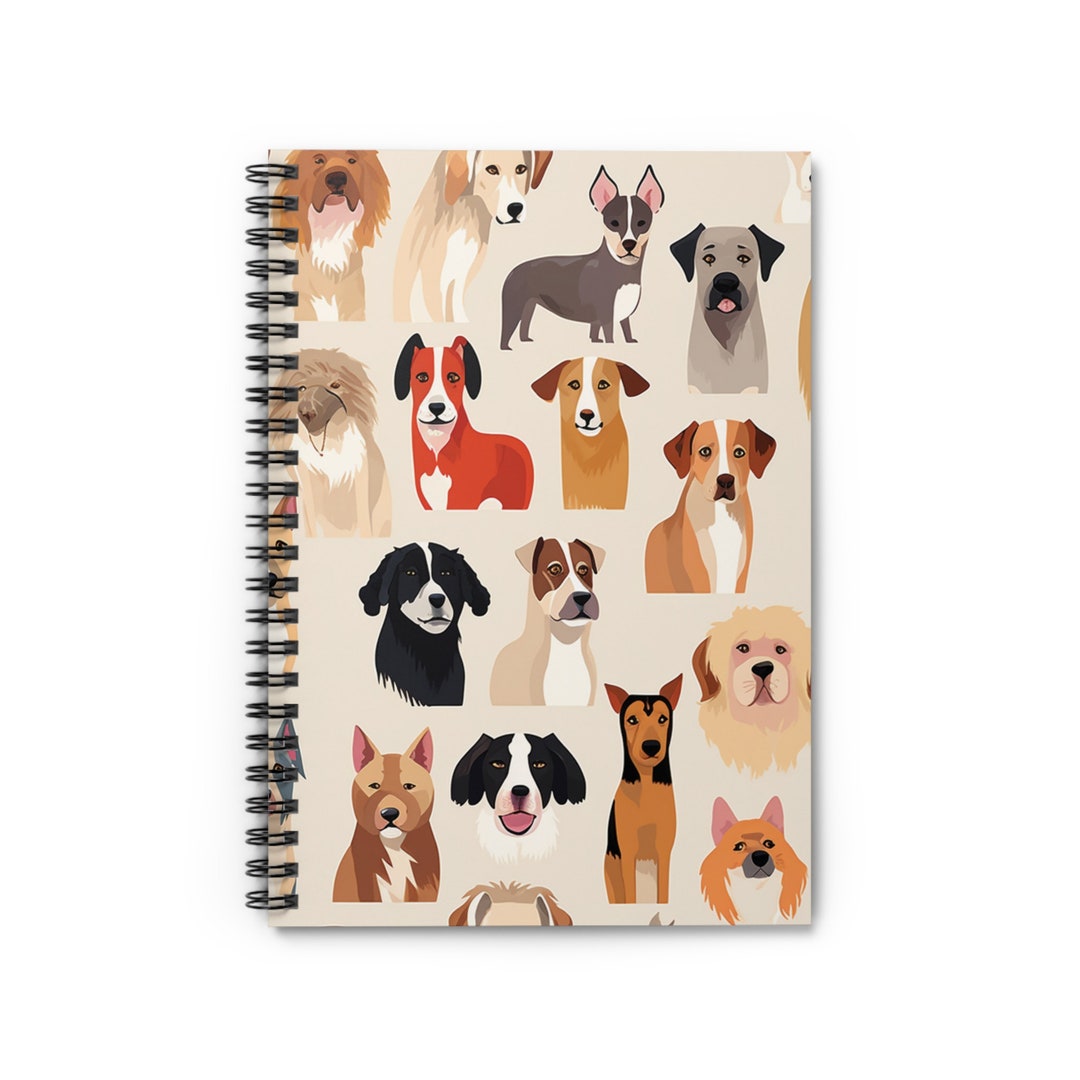 Cute Dog Notebook Multi Breed Dog Spiral Notebook Ruled Line Etsy
