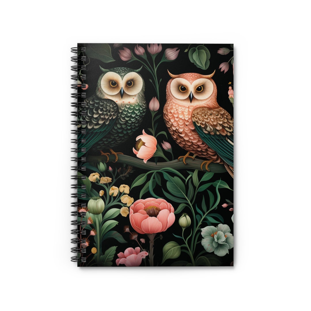 Owl Floral Notebook Wise Owl Spiral Ruled Line Journal Owl Notebook