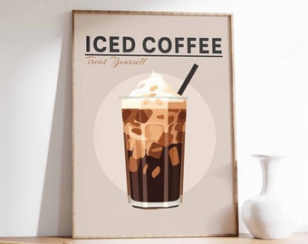 Retro Iced Coffee Print: Trendy Kitchen Wall Art