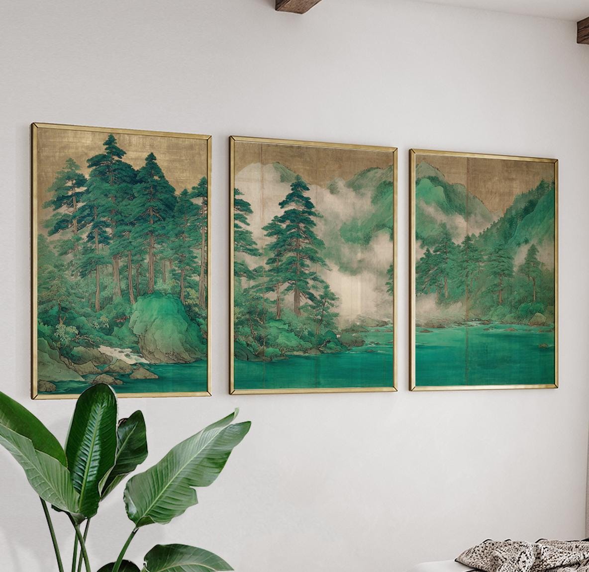 Kamikochi Forest Poster Set | Japanese Mountain Lake Art in Deep