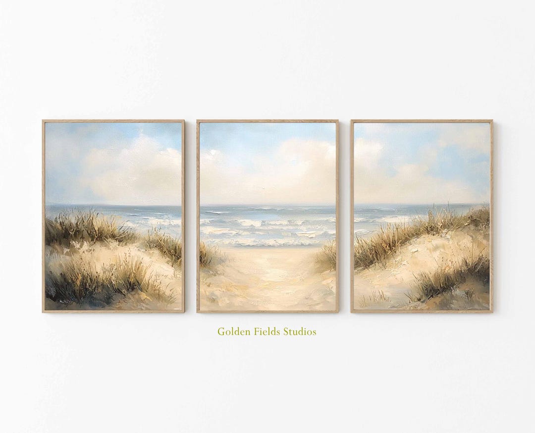 Coastal Sand Dunes Art Print Set: Beach Triptych, Ocean Shoreline - Etsy
