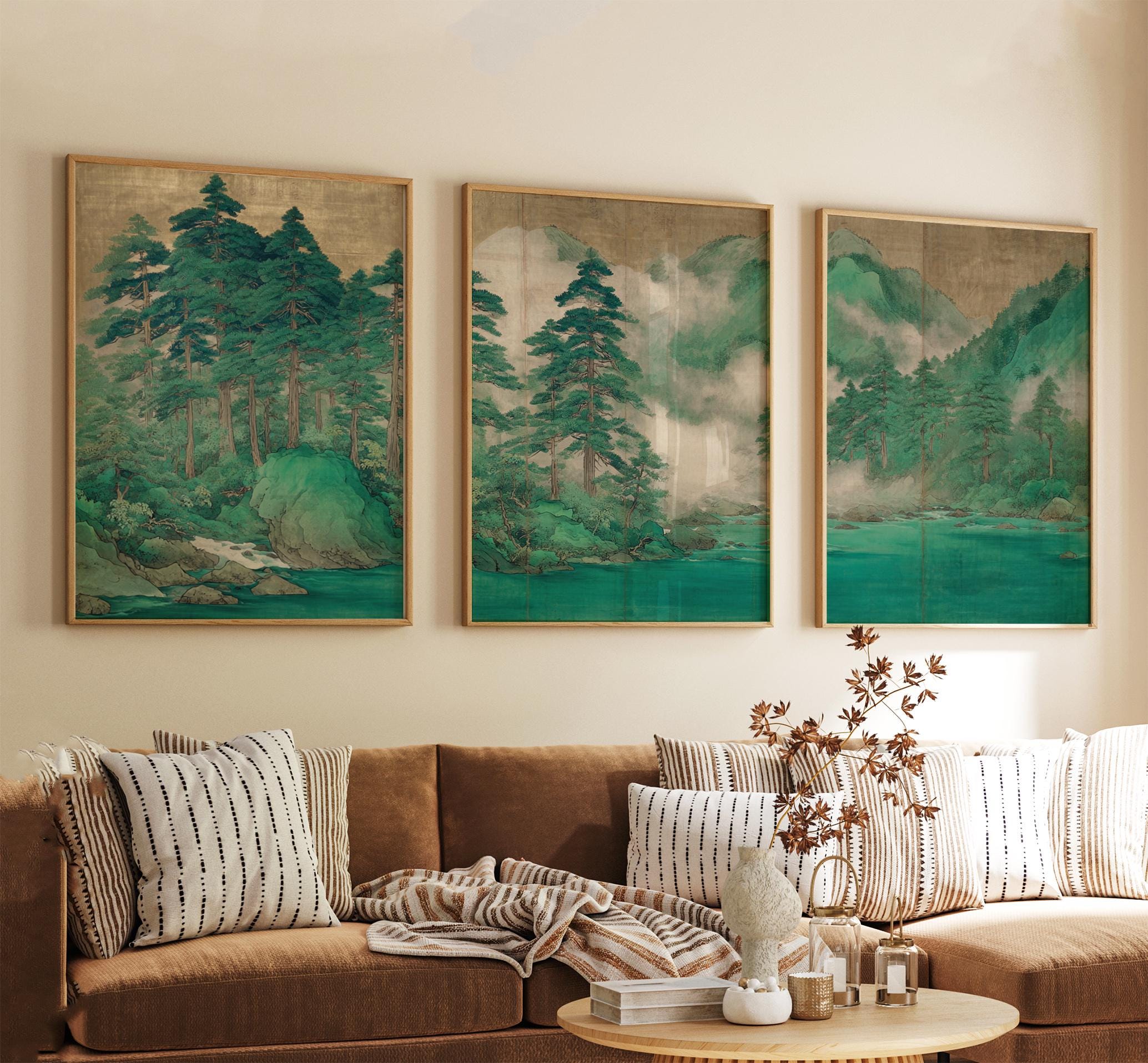 絵画 kiminoe G.green 2024 Kamikochi Forest Poster Set | Japanese Mountain Lake Art in Deep