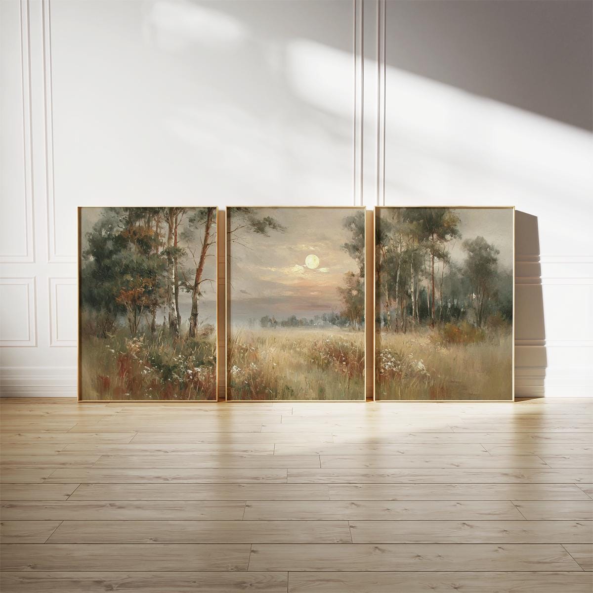 Neutral Forest Neutral Forest Wall Art Set of 3 Posters | Misty Woodland Landscape ...