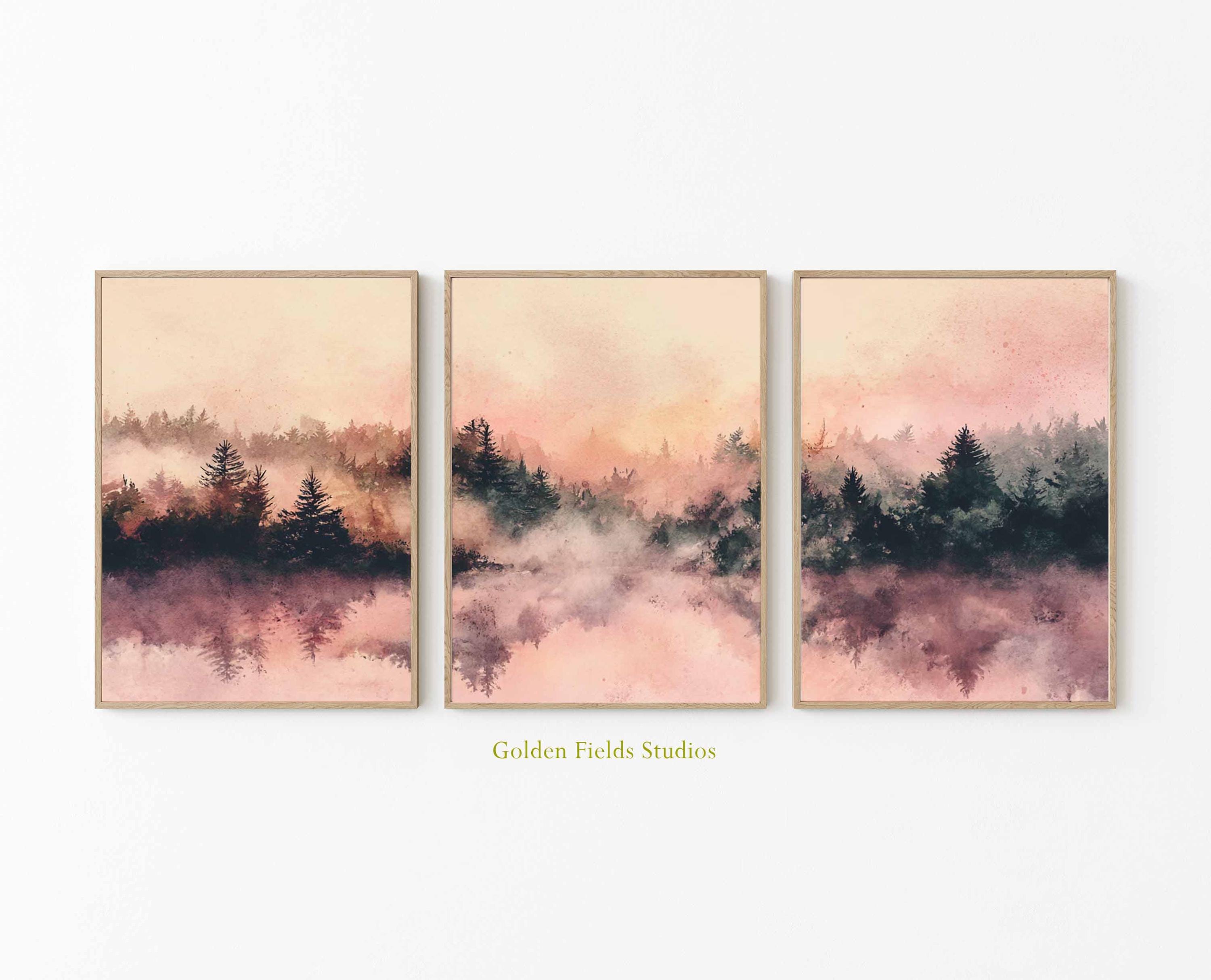 Tableau Encadré Pink Forest – 90x60 Cm – Impression Sur Toile Premium