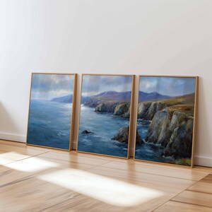 Dramatic Cliffside Poster Set of 3 – Coastal Wall Art, Rugged Seascape Print, Ocean View Decor for Living Room, Bedroom or Office