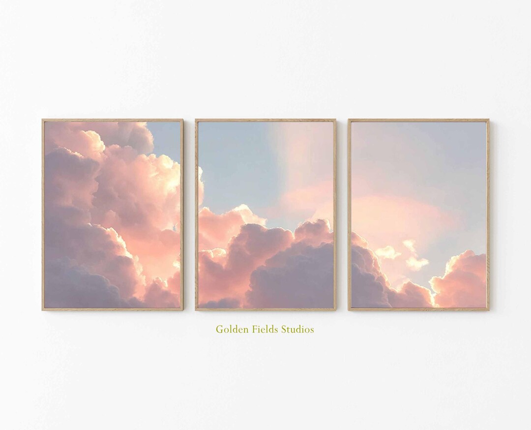 Pastel Sunset Cloud Print Set: Modern Sky Wall Art - Etsy