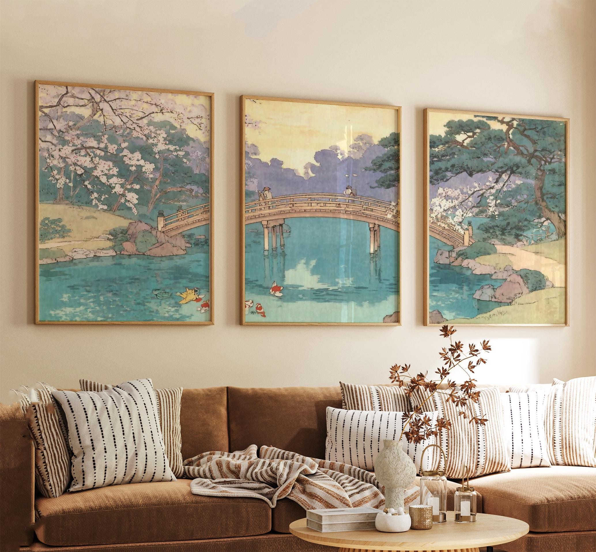 Kanazawa Garden Bridge Poster Set | Japanese Cherry Blossom Lake