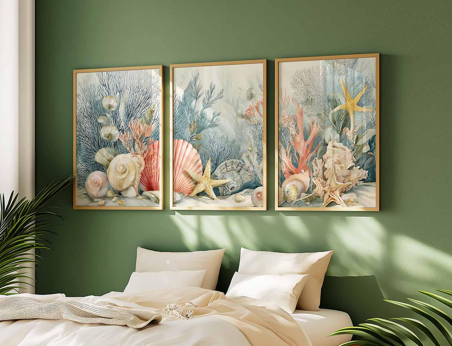 Coastal Seashell Wall Art Set: Beach House Nautical Prints - Etsy UK