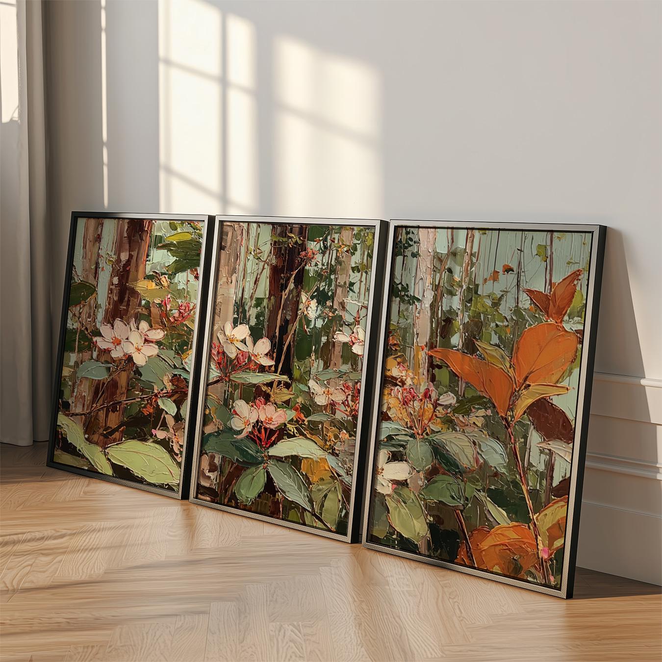 Botanical Floral Poster Set of 3 | Green Jungle Wall Art | Tropical ...