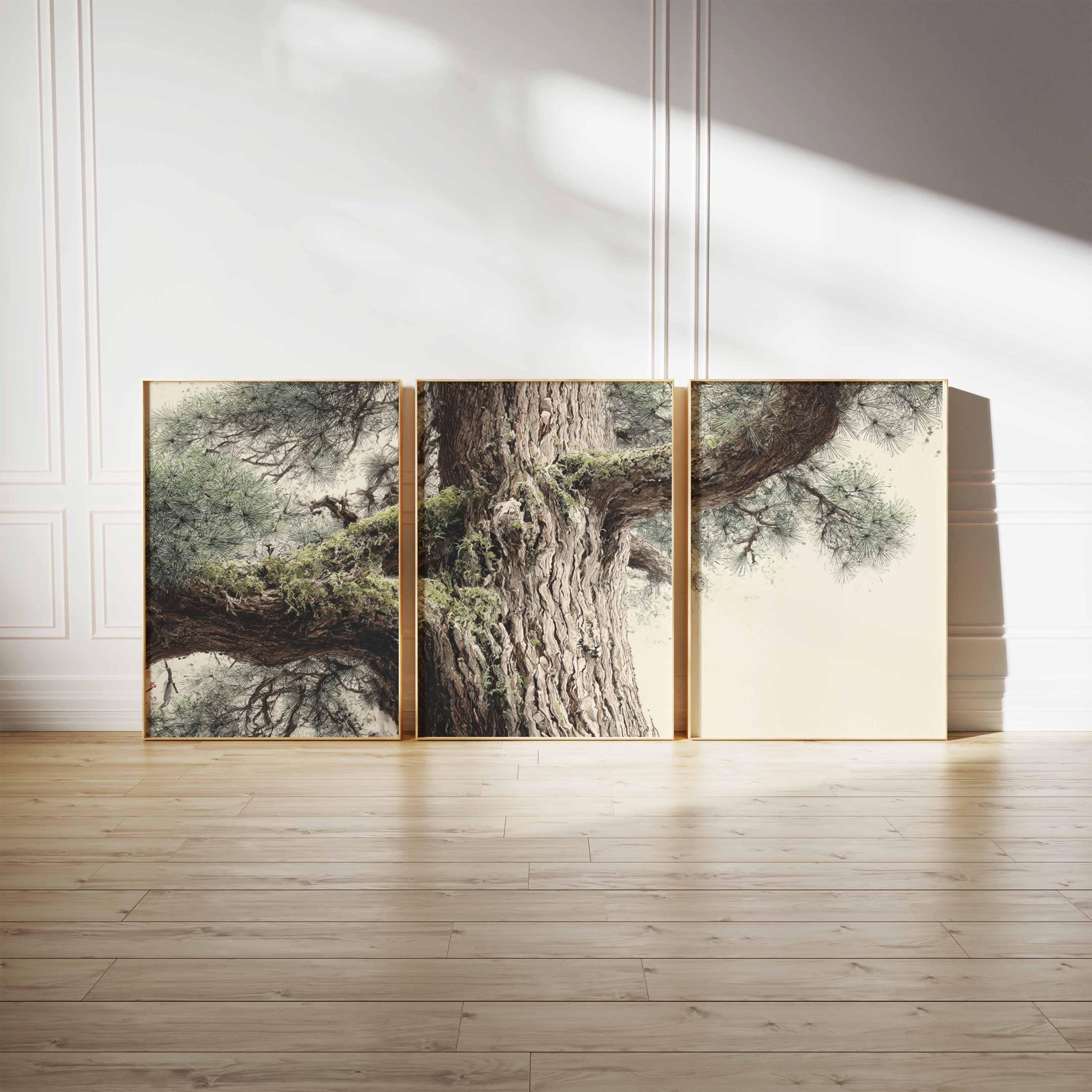 Japanese Tree Bark Triptych: Japandi Forest Art Prints - Etsy