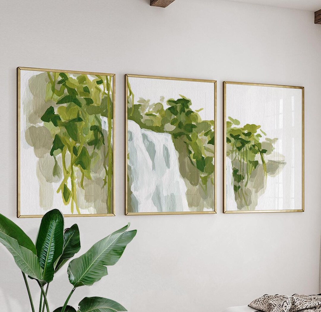 Abstract Plant Wall Art Set | Green Leaf Poster Trio | Botanical Art ...