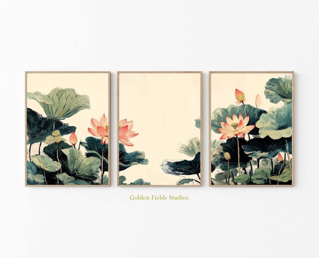 Watercolor Lotus Flower Print Set: Asian Botanical Wall Art - Etsy