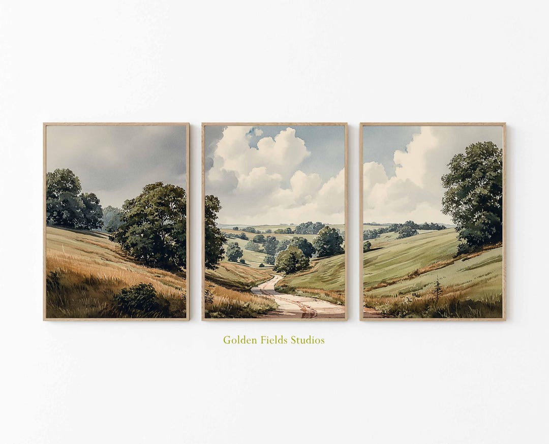 Rustic Farmhouse Landscape Prints Set: Countryside Wall Art - Etsy