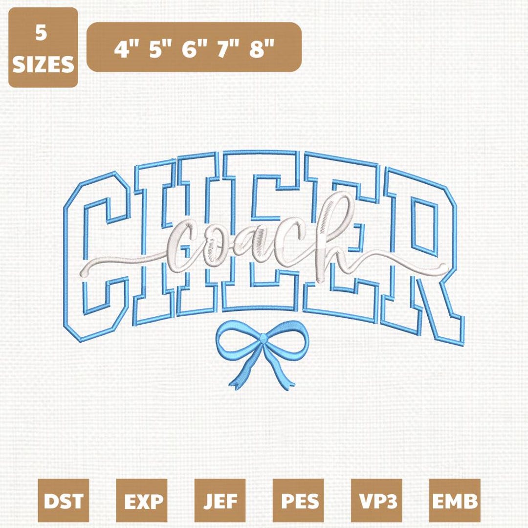 Cheer Coach Bow Machine Embroidery File, 4-8 Inches (instant Download ...