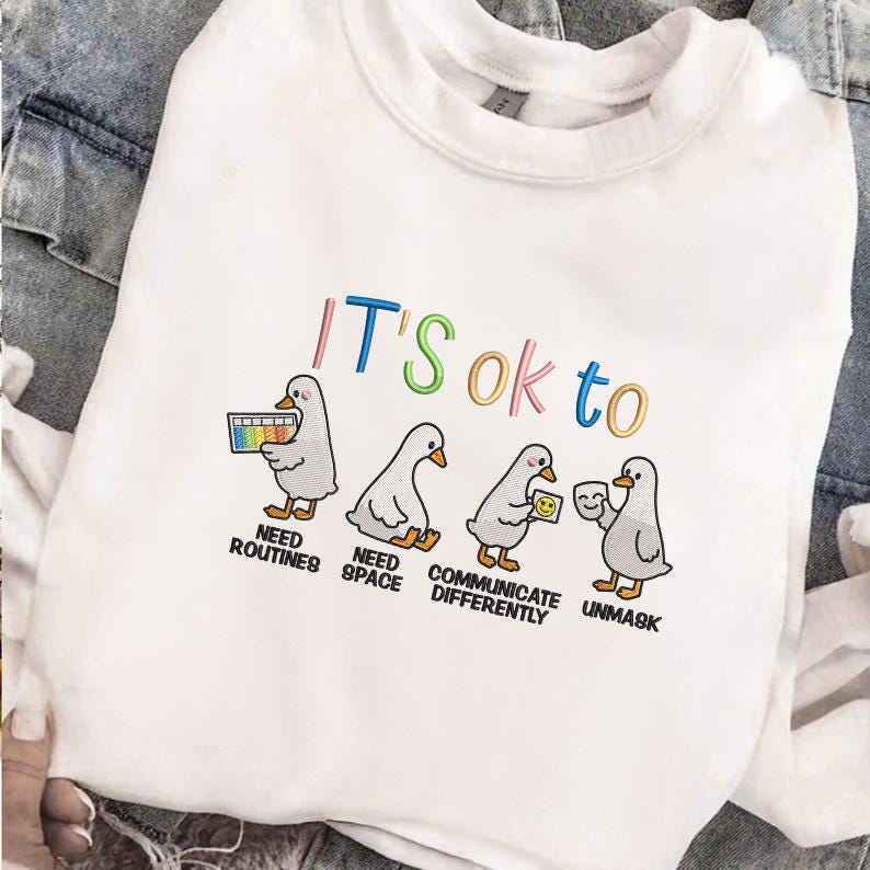 Det är okej att fåniga gåsmaskinbroderifil, specialpedagogisk design (direkt nedladdning) bild 2