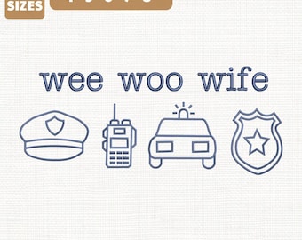 Wee Woo Wife Machine Embroidery File, Police Icons Design (Instant Download)