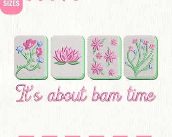 Archivo de bordado a máquina "It's About Bam Time Mahjong", diseño para noche de juegos de chicas (descarga instantánea)