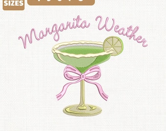 Archivo de bordado a máquina Margarita Weather Bow, diseño para amantes de los cócteles (descarga instantánea)