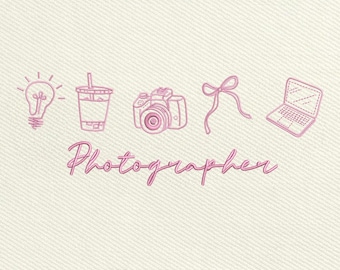 Icone del fotografo, file per ricamo a macchina, disegno di fiocco civettuolo (download immediato)