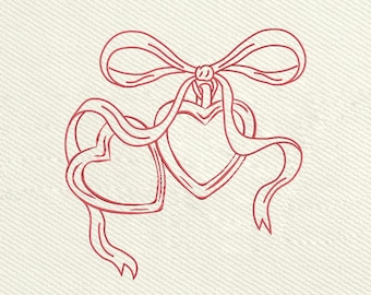Valentine Bow Heart Locket Machine Embroidery File, Coquette Heart Frame Embroidered File, Valentine'S Day Digital, Instant Download