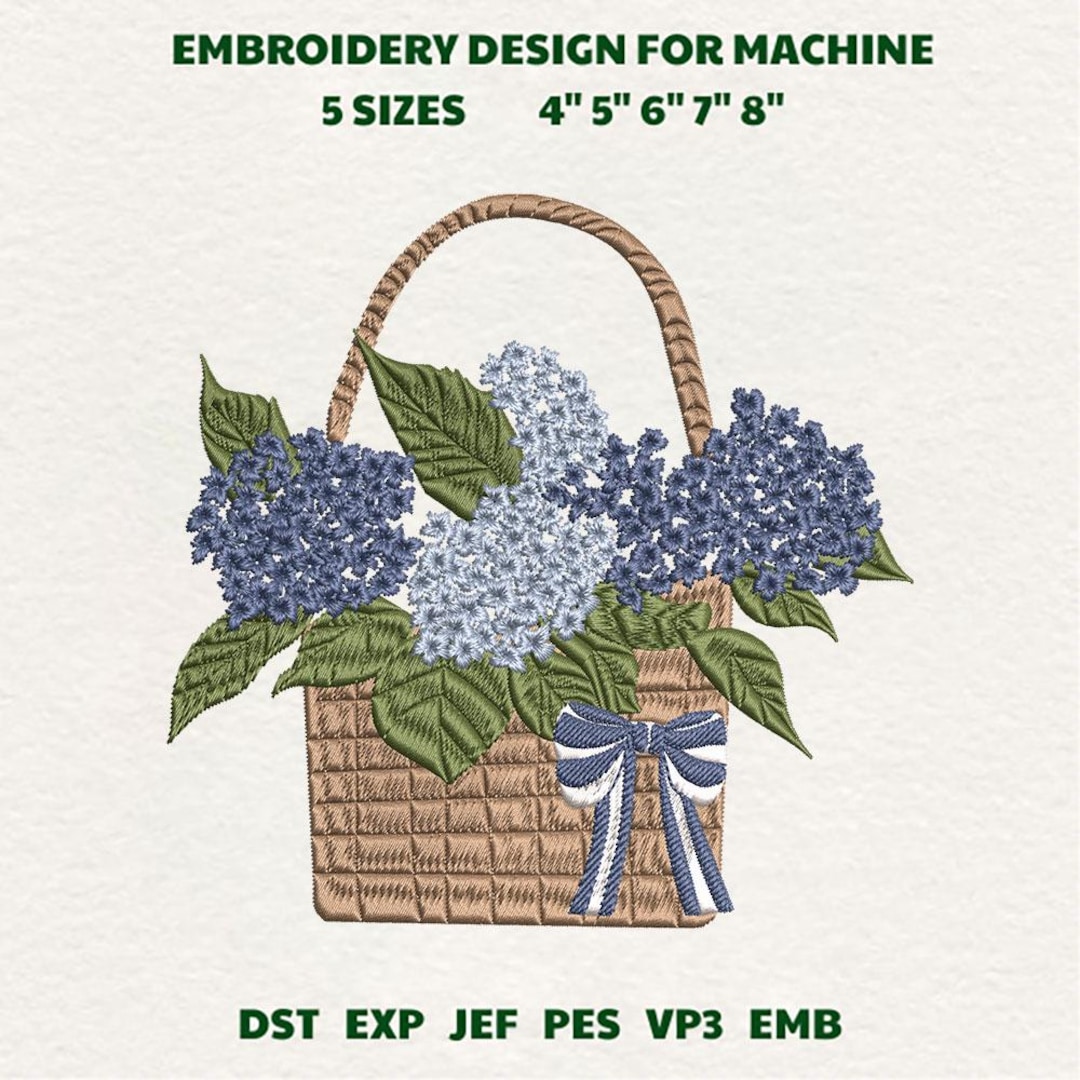 Hydrangea File Blue Hydrangea Flower Machine Embroidery File, Coquette Hydrangea ...