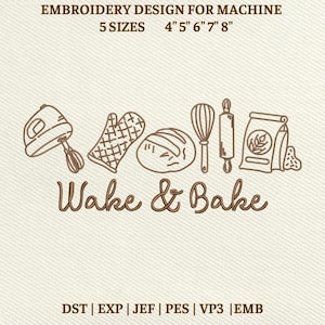 Plik do haftu maszynowego „Wake And Bake Sourdough”, projekt „Breadmaking Mama” (do pobrania natychmiast)