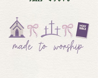 Make To Worship Machine Embroidery File, Christian Coquette Bow (Digital Download)