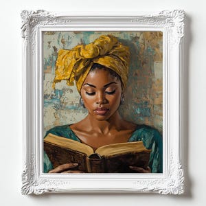 Afrocentric Art Work | Black Woman Art Ethnic Wall Decor | African American Artwork for Home & Office