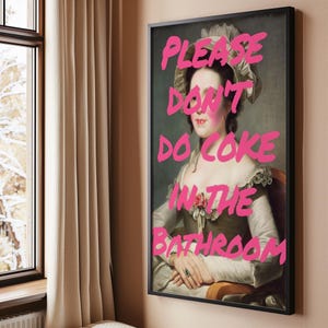 Please Don&#39;t Do Coke in the Bathroom Wall Art, Funny Bathroom Decor, Retro Printable Art, Home Aesthetic