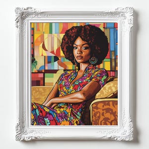 Schwarze Frau Leinwanddruck: 1970s Afrocentric Art 1970s (Digitaler Download)