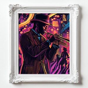 Stampa artistica di un club jazz retrò: poster musicale alla moda (download digitale)
