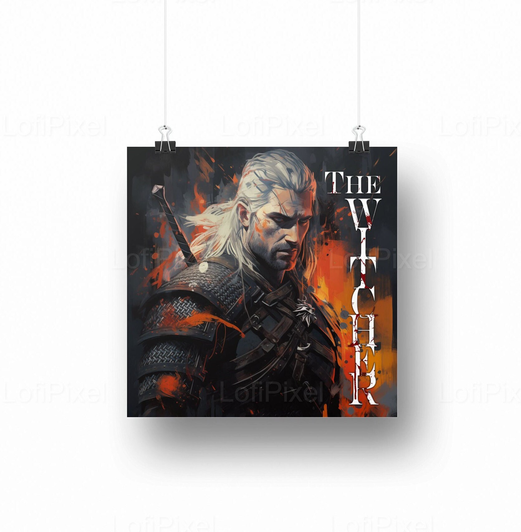 Geralt of Rivia The Witcher Poster - Artwork for Home Decor & Unique gift - Printable wall art