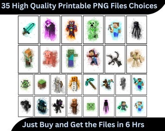 60+ Bedroom Artwork Poster Kids Room Decor Gaming Character Print Watercolor Player Skins Custom Wall Art Personalized for Gamer PNG JPG PDF