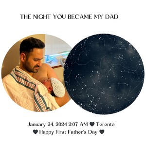 Première nuit en tant que carte des étoiles de papa | Le jour où vous êtes devenu papa pour la première fois, ciel nocturne par date | Cadeau d'anniversaire d'un père | Impression personnalisée de carte des étoiles