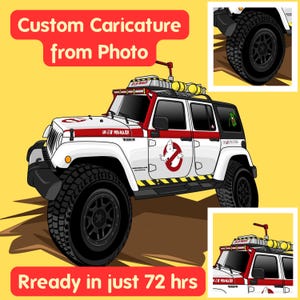 カスタムカーの似顔絵とイラスト、2輪車愛好家のためのユニークなデジタル車両アート、パーソナライズされたトラックの肖像画、ジープ愛好家へのギフト