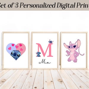 Impression d'art mural numérique au point personnalisé, lot de 3 décorations pour chambre de bébé, prénom personnalisable pour bébé, cadeau de nouvel an pour enfants, pendaison de crémaillère, décoration murale pour enfants PDF